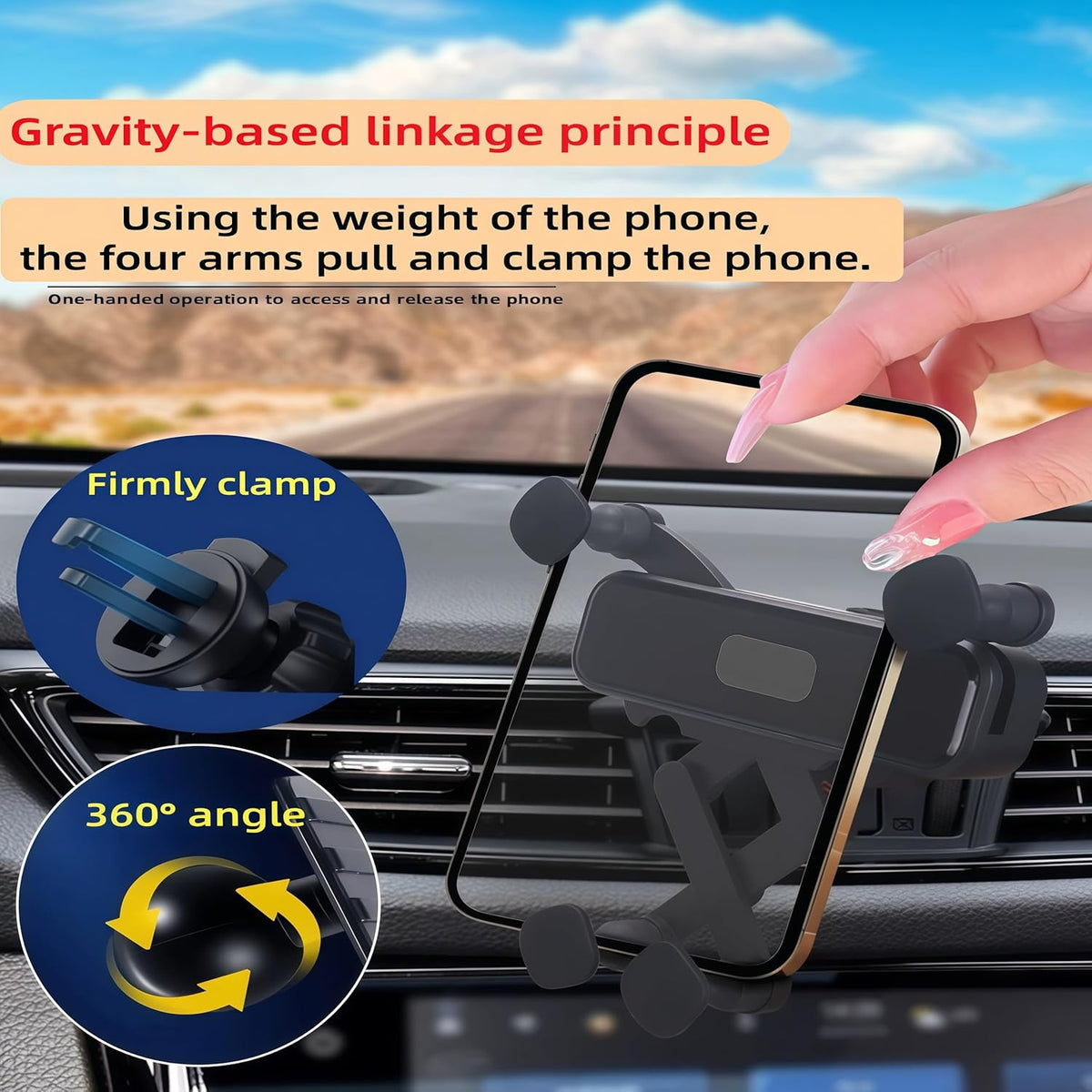 cdipkif 360 car air Vent Holder, Top-of-The-line car Phone Holder for iPhone Adjustable Angle, Compatible