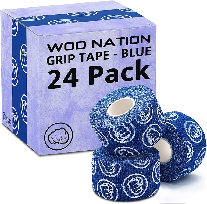 WOD Nation Flexible Hook-Grip Athletic Tape – Easy-Tear, Sweat-Proof Thumb & Finger Strips for Weightlifting
