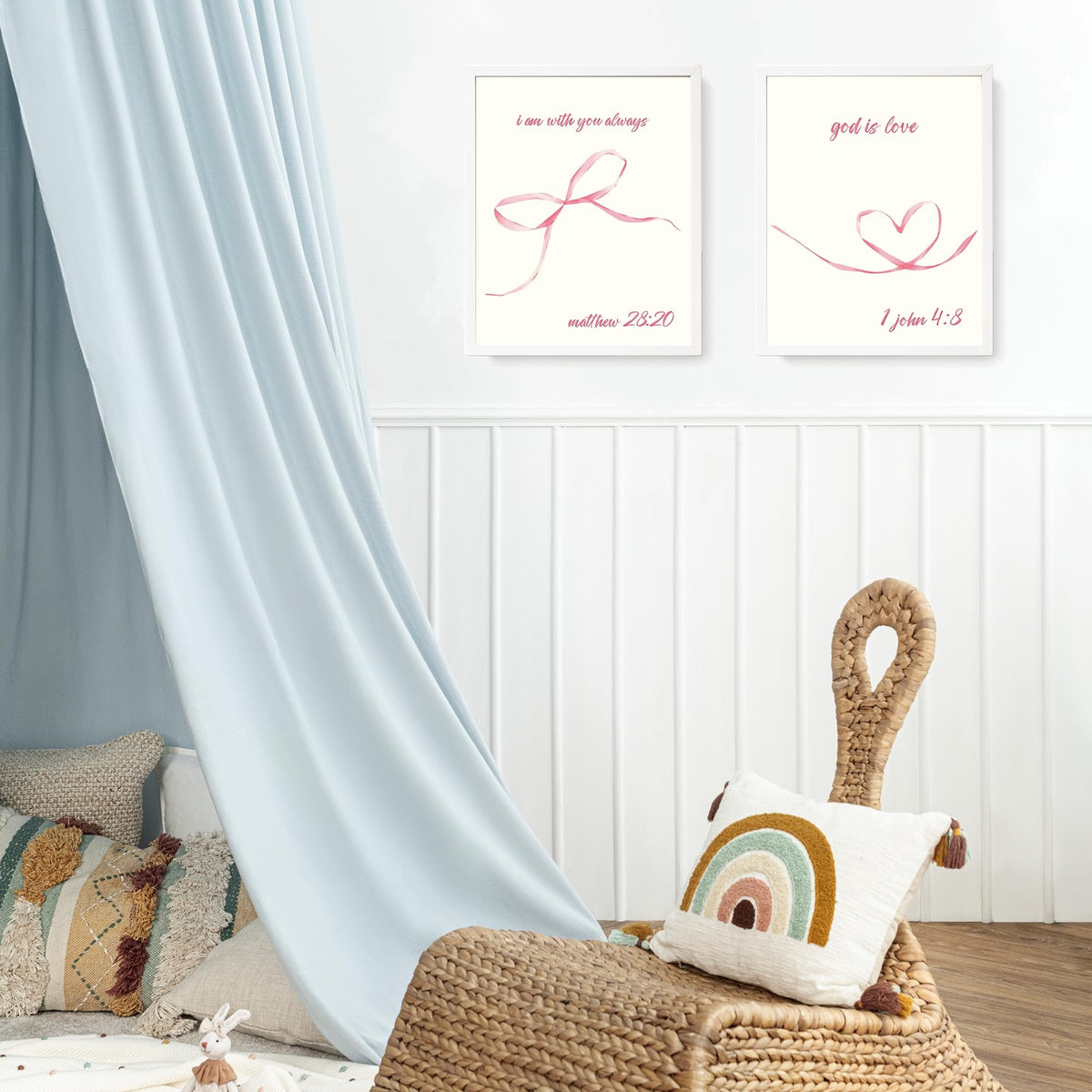 LARTSFRO Coquette Pink Bow Wall Art Decor Posters, Pink Bow Room Bedroom Bathroom Dorm Wall Art Decor Aesthetic for College Teen Girls Gifts, Inspirational Bible Verses Bow Wall Decor, 10x8 Inch Set of 4 Bow Pictures UNFRAMED