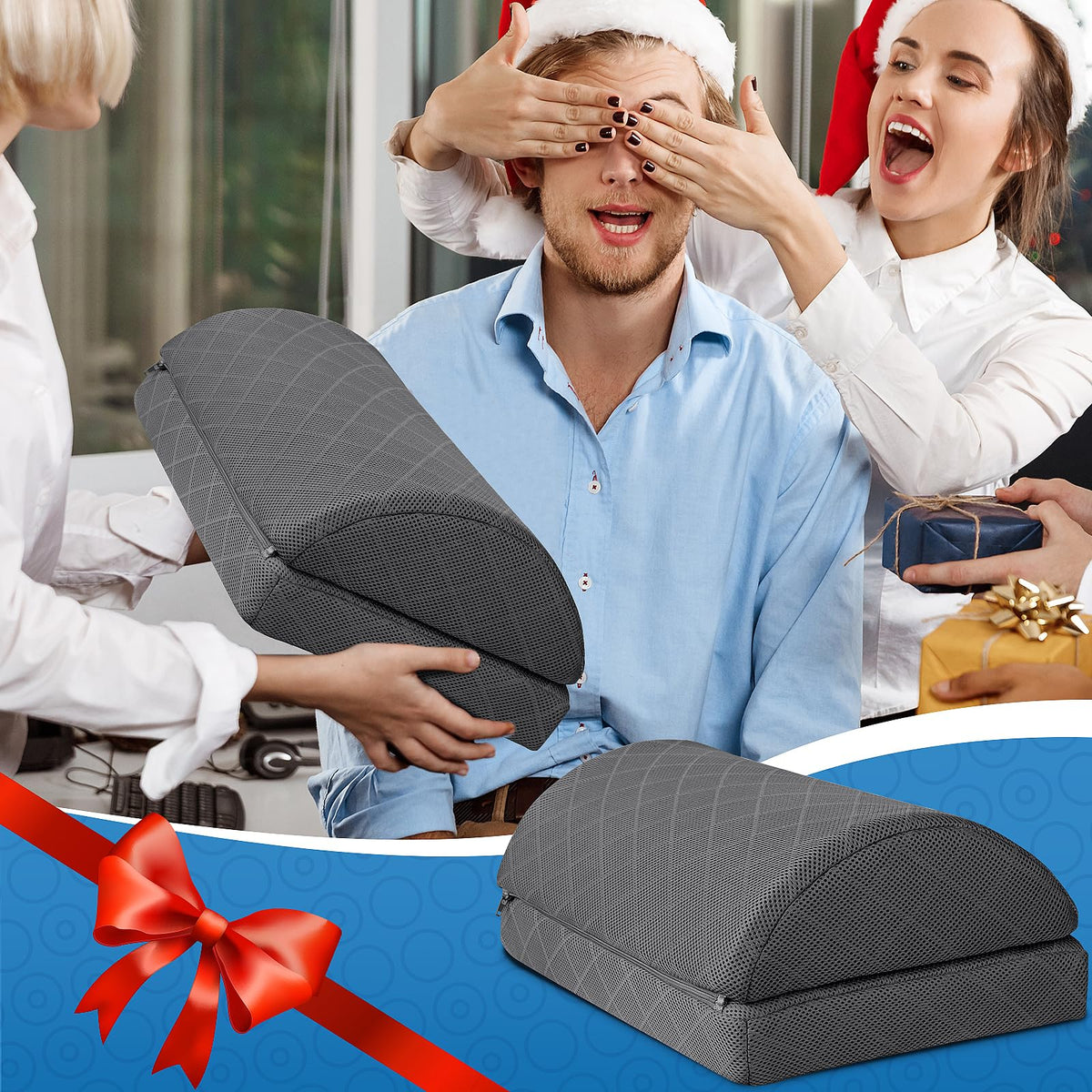 CushZone Foot Rest,Desk & Gaming Accessories,Foot Rest for Under Desk at Work,Comfortable Footrest with 2 Adjustable Heights & Removable Cover, Office Desk Accessories(Gray)
