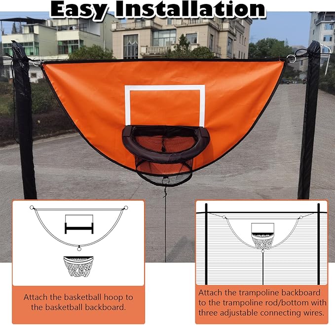 Trampoline Basketball Hoop, with Pump and 4 Mini Balls, Easy to Install, Universal Trampoline Accessories, Trampolines Basketball for Dunking