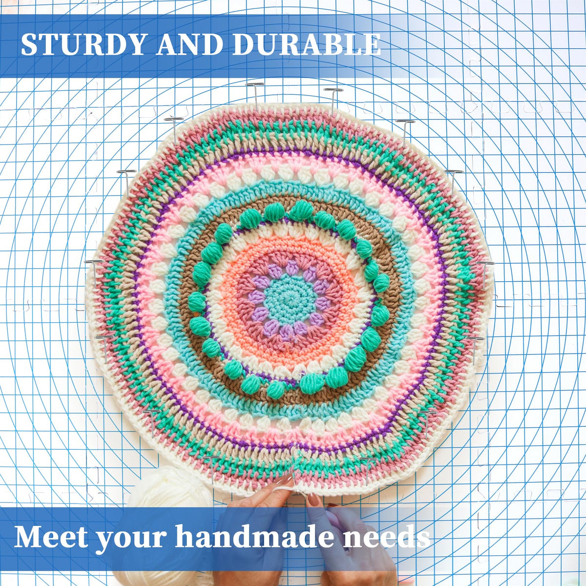 Threehoney 16 Pcs Thick Blocking Mats for Knitting Interlocking Blocking Boards with Grids, 250 T Pins and Storage Bag for Needlework Needlepoint Crocheting Supplies