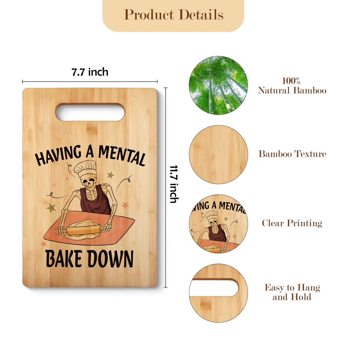 WNAGT Funny Cutting Board Kitchen Decor, Gothic Kitchen Decor, Bamboo Cutting Boards For Kitchen, Decorative Chopping Boards For Kitchen