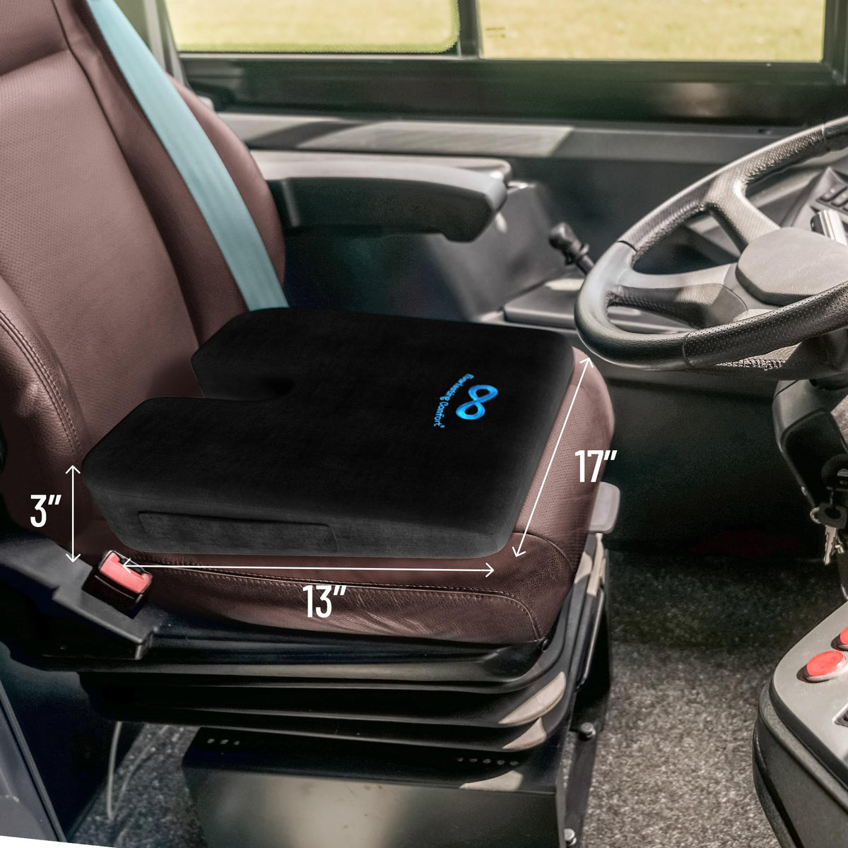 Everlasting Comfort Car Seat Cushion for Driving - Wedge Car Cushion for Office, Travel, Gaming Chair Memory Foam Driver Booster for Short People, Non-Slip, Washable Cover, Back & Sciatica Relief