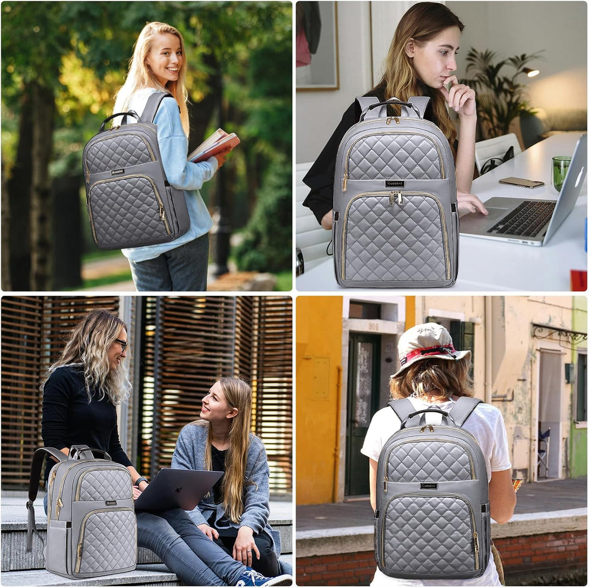 Backpacks Backpack 15.6 Inch Backpack, for Women, School for Teen Girls, Cute Quilted Laptop Large Bookbag for Middle