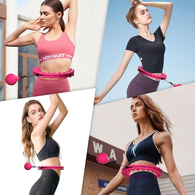 Weighted Hula Infinity Fitness Hoop for Adult Weight Loss, 2 in 1 Smart Fitness Workout Hula Circle Hoops with 28 Links(53 Inch), Exercise Fit Hoop Suitable for Women and Beginners