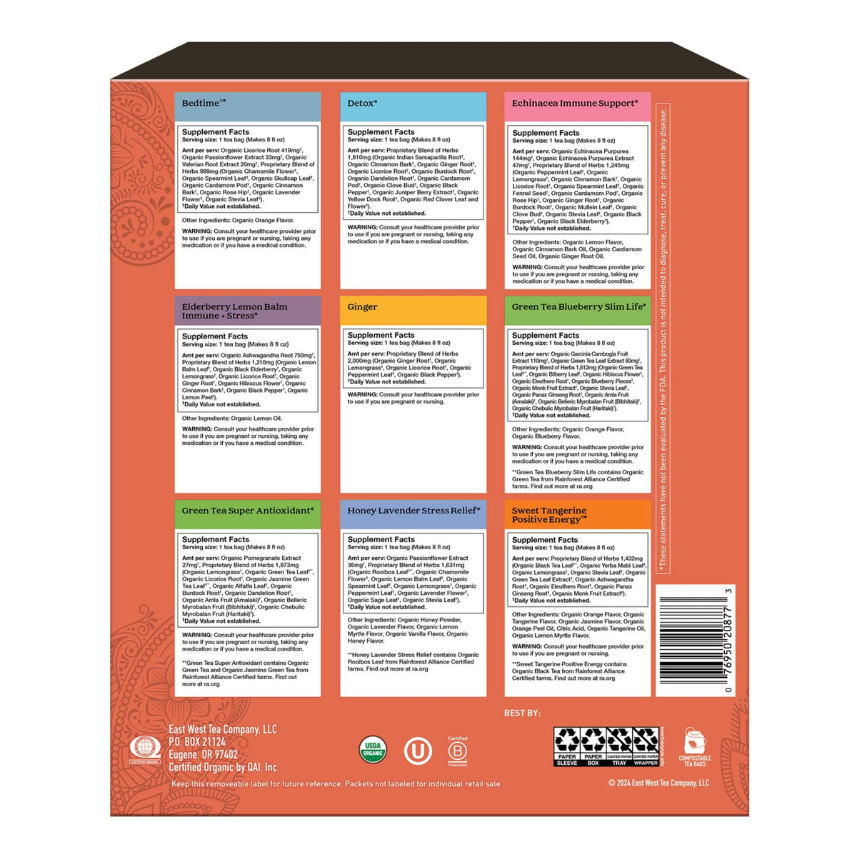 Yogi Organic Tea Sampler Gift Box (45 Tea Bags) Assorted Delicious Wellness Blends - 9 Favorite Herbal, Green & Black Varieties