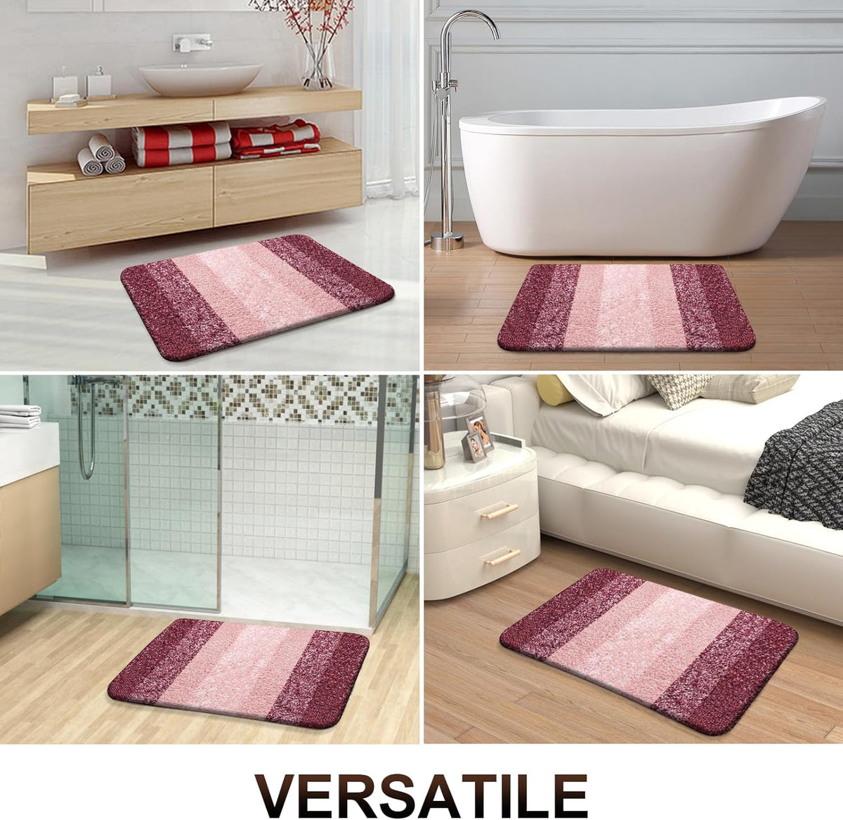 OLANLY Large Bath Rugs - Extra Soft Microfiber Mat 54x24 | Quick Dry & Machine Washable - Red