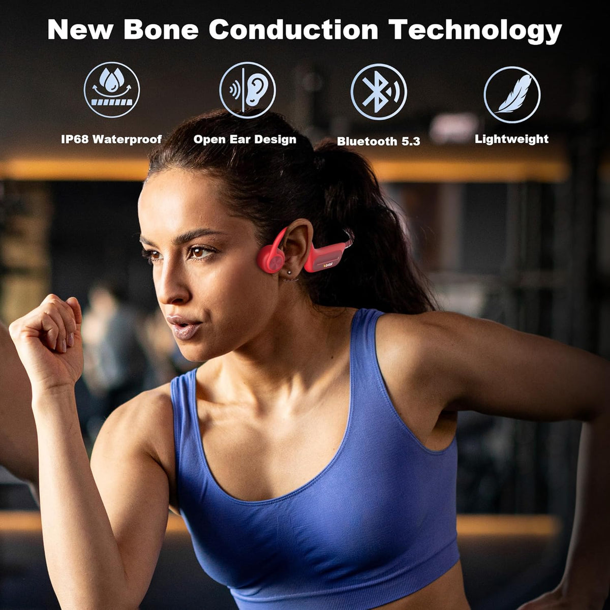 Swimming 32GB MP3,IP68 Swimming,Running,Cycling,Gym Wantek Bone Conduction Headphones,Bluetooth Headphones