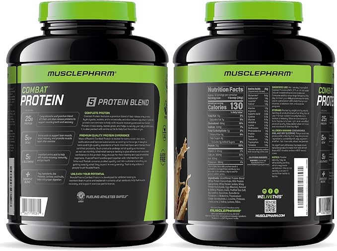 Muscle Pharm Combat Protein Powder, Horchata Flavor, Fuels Muscles for Productive Workouts, 5 Protein Sources Including Whey Protein Isolate & Egg Albumin, Gluten Free, 4 lb, 52 Servings