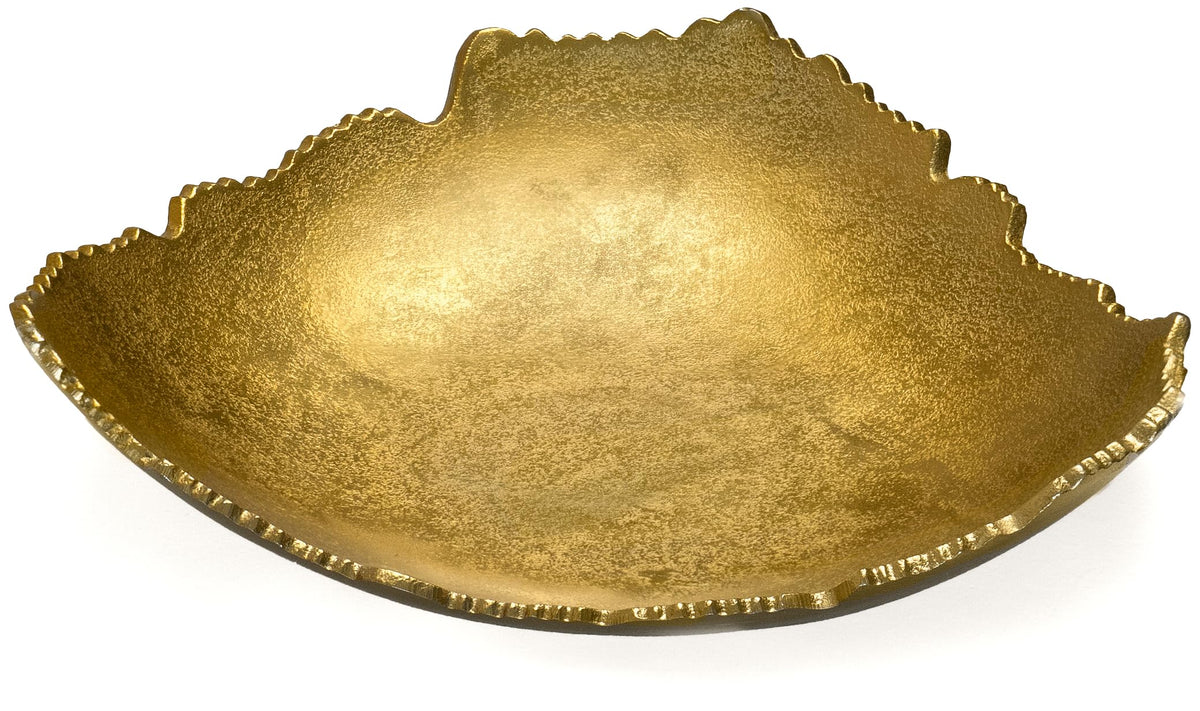 Red Co. 12” Decorative Antique Golden Allure Torn Metal Centerpiece Bowl with Sculpted Edges
