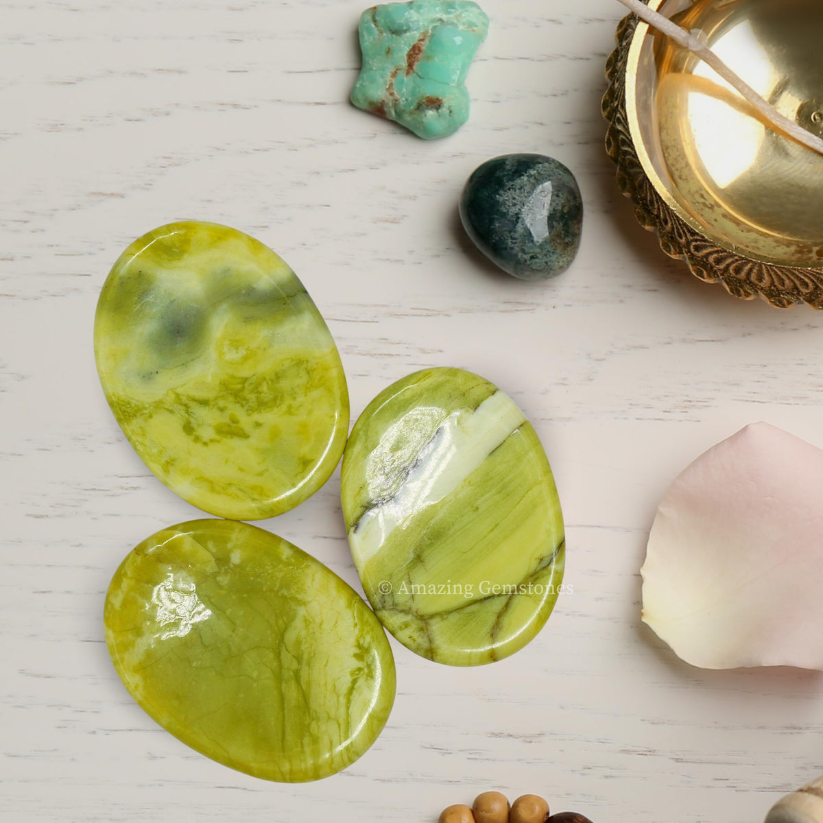 Amazing Gemstone Serpentine Worry Stone Crystals, Healing Stones