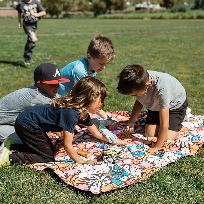 Nomadix Festival Blanket - Perfect for Picnics, Camping, & Lawn Seating - Plush Top & Water Resistant Base - Made with Post Consumer Recycled Materials - Hula Multi - 60x72
