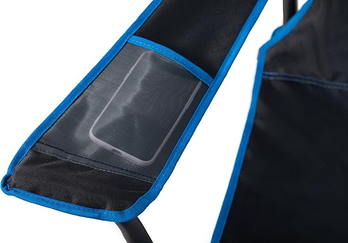 FAIR WIND 2 Pack Oversized Fully Padded Camping Chair Heavy Duty Quad Fold Arm Chair Support 350 LBS with Cup Holder, Collapsible Lumbar Back Chair Portable for Outdoor, Blue