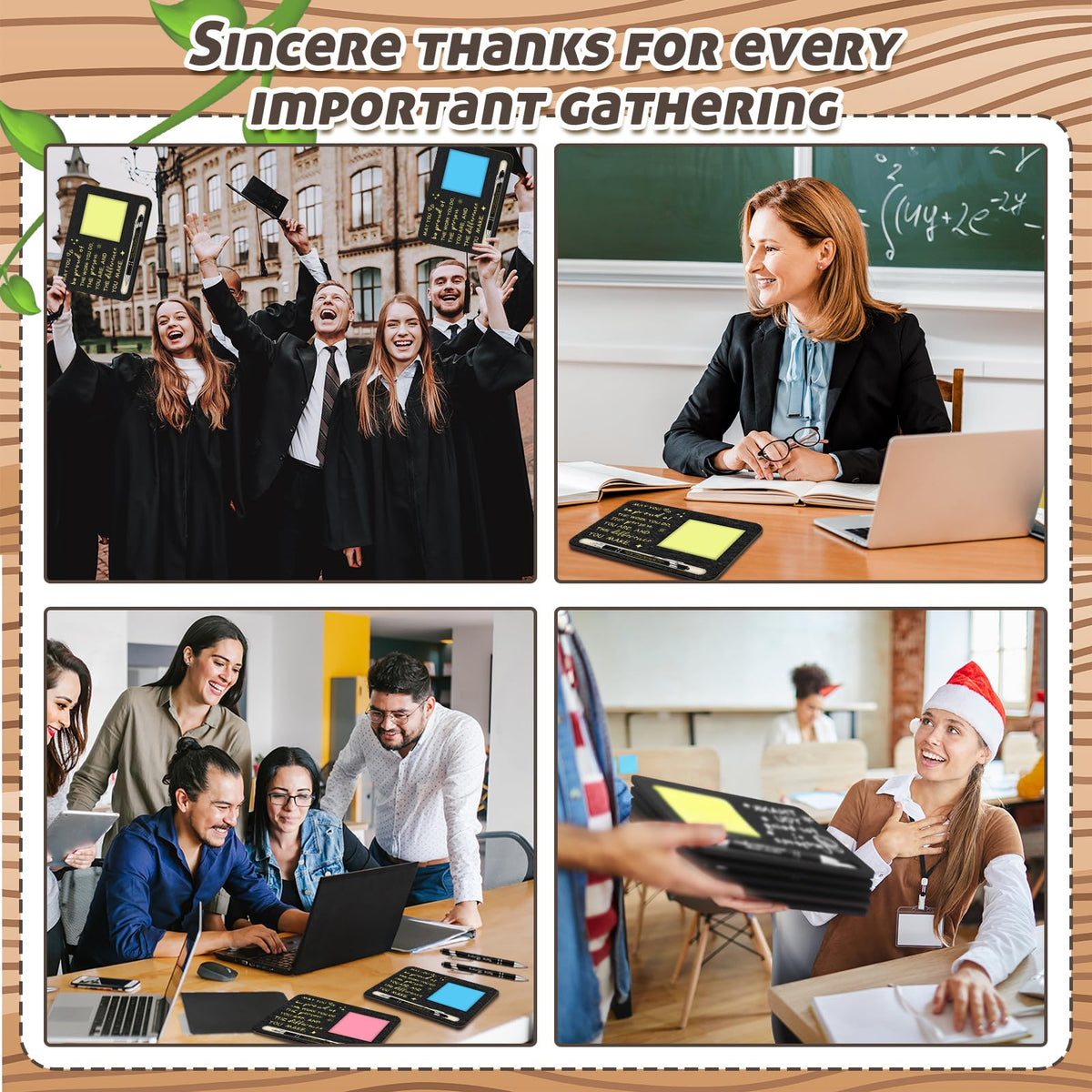Kosiz 10 Set Employee Appreciation Gifts Bulk May You Be Proud Wooden Sticky Note Holder with Notes and Ballpoint Pens Appreciation Thank You Gift for Team Employee Office Supplies