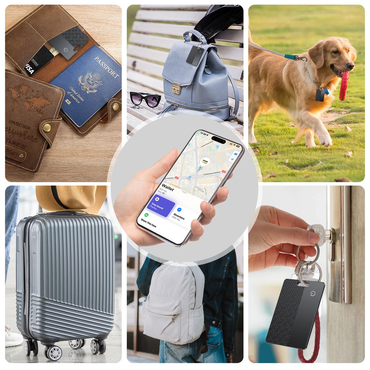 Ultra-Thin Wallet Tracker Card(iOS Only), Bluetooth Tracker Smart Card for Apple Find My iPhone Wallet GPS Tracker, Supports Wireless Charging, 10 Years Battery for Luggage, Wallets, Backpacks, Keys
