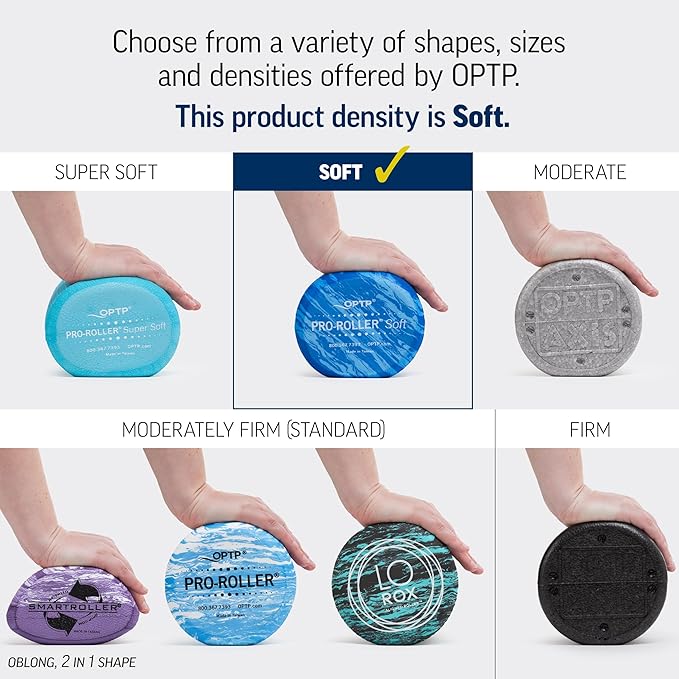 OPTP PRO-Roller Soft Density Foam Roller ??Low Density Soft Foam Roller for Physical Therapy, Pilates, Yoga Foam Roll Exercises, and Muscle Recovery - Blue 36" x 6" x 3" Half-Round