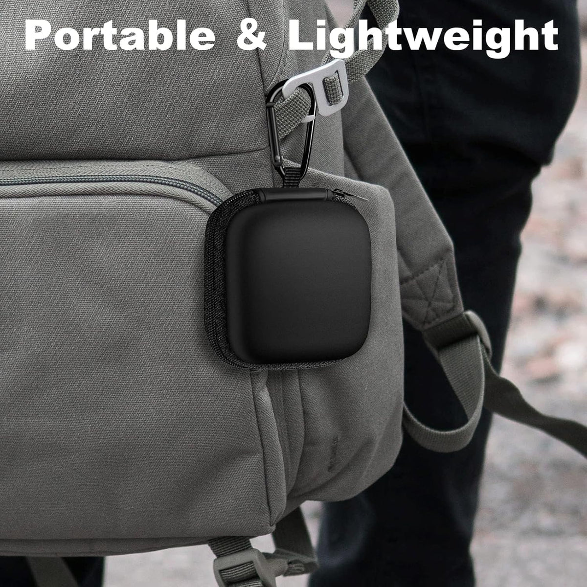Woyinger Square Earbud Case Portable EVA Storage Bag Cell Phone Accessories Organizer with Carabiner for Wired/Wireless