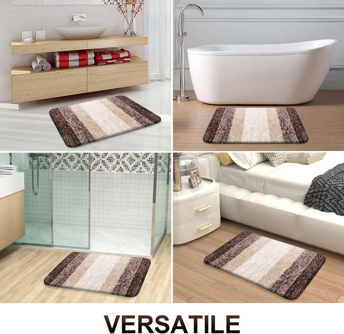 OLANLY Bathroom Rug Mat - Extra Soft, Absorbent Microfiber | Non-Slip Plush Shaggy Design, 30x20, Brown
