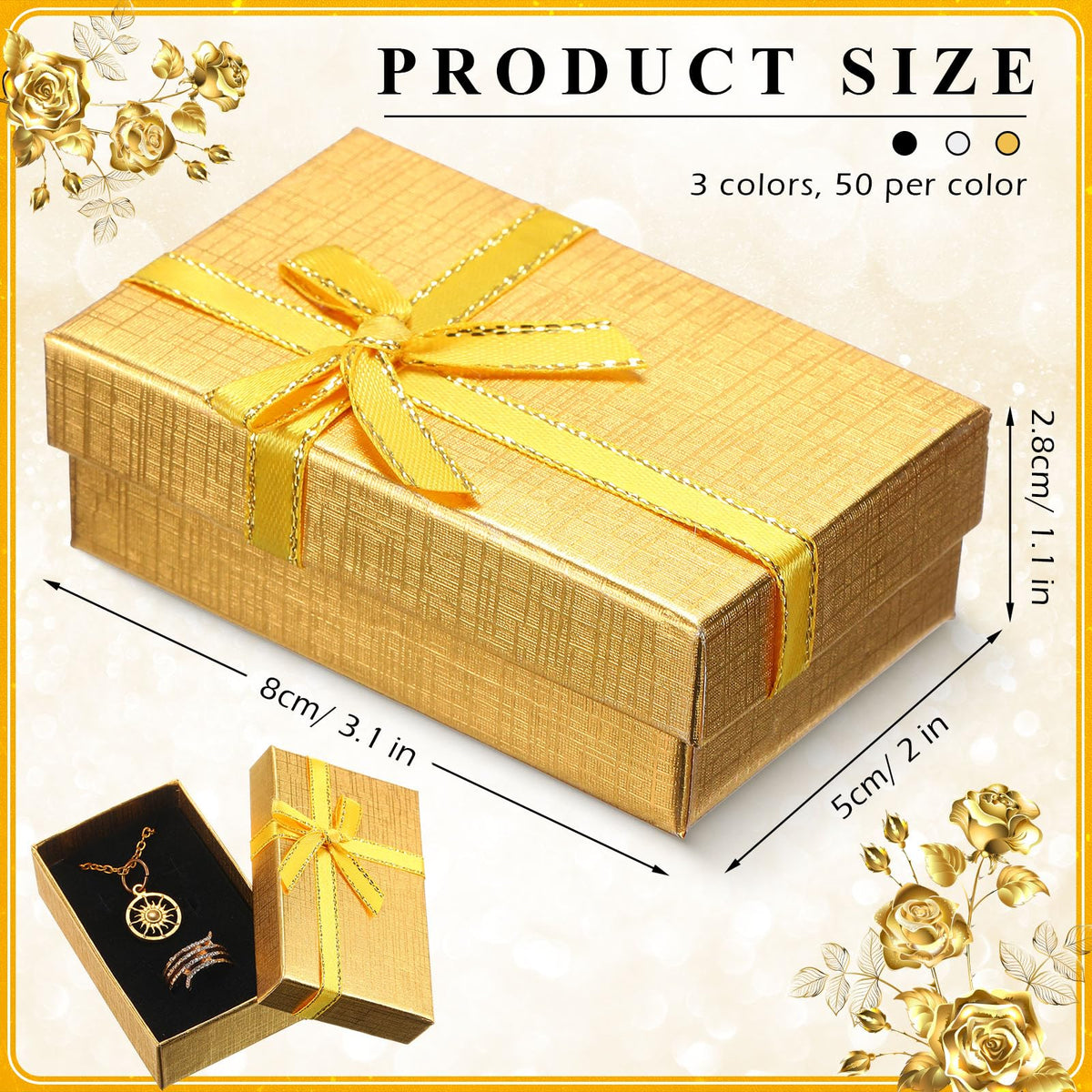 Bucherry 120 Pcs Jewelry Boxes Small Gift Boxes Bulk Cardboard Jewelry Gift Box with Bow for Ring Necklaces Earring Bracelet