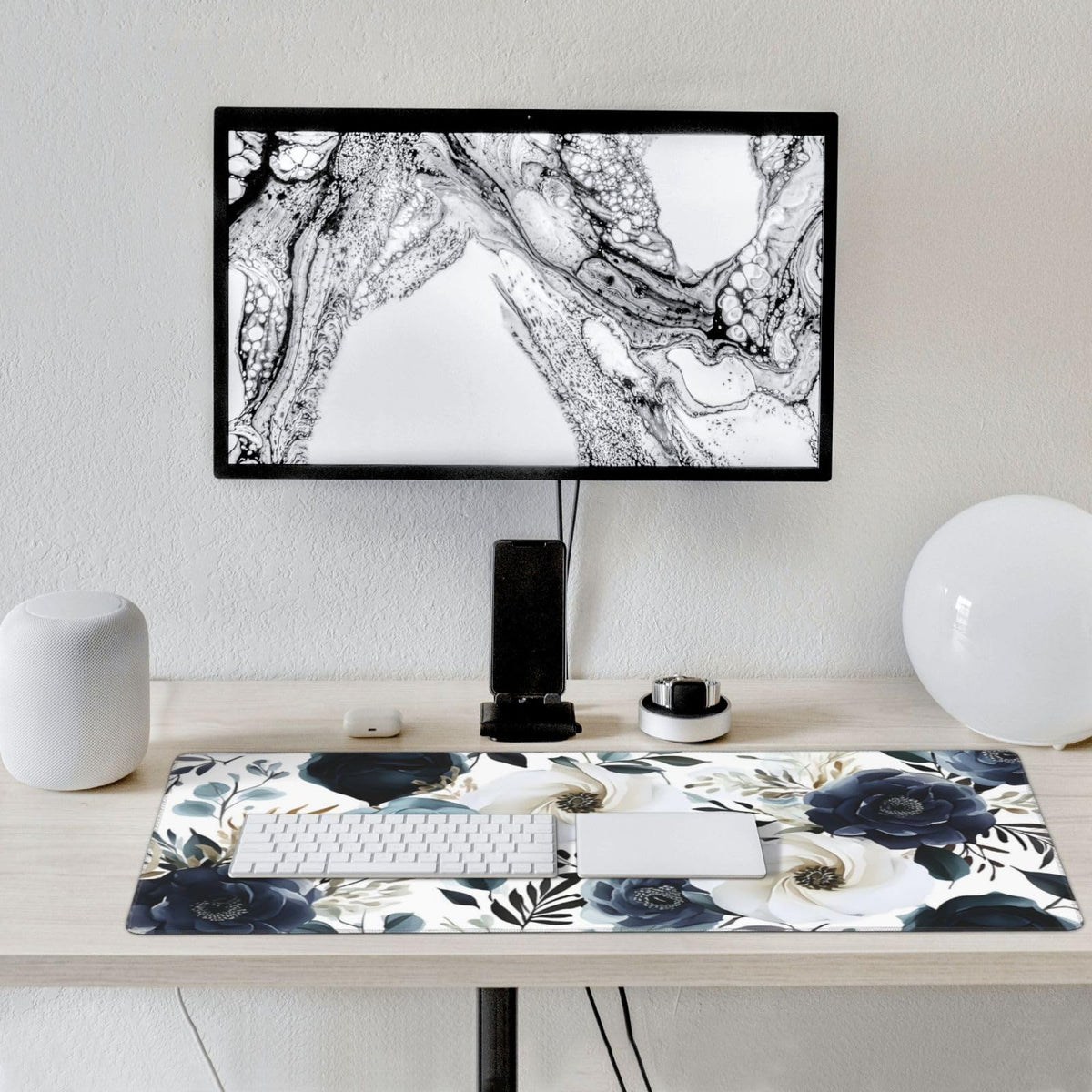 35.4 x 15.7 in, XXL Large Mouse Pad for Desk, Extended Keyboard Mouse Mat for Computer Office, Big Laptop Mouse pad, Gaming Pc-Boho Navy Blue Peony Florals