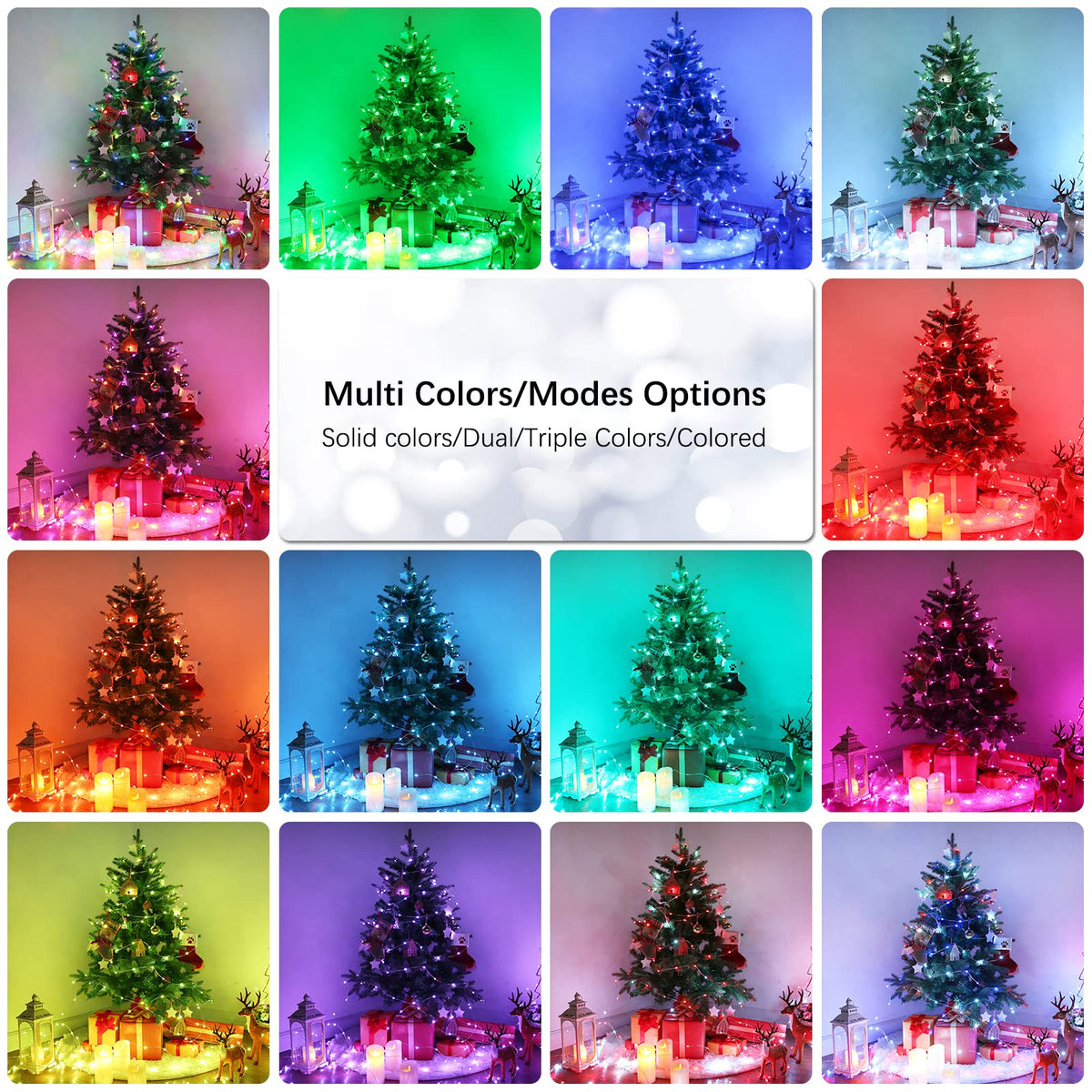 BrizLabs Fairy String Lights - 2 Pack 66ft 200 LED Color Changing Fairy Lights with Remote, Plugin Red White Blue Twinkle Light Rainbow Firefly Starry Light for Xmas Tree Halloween July 4th Easter