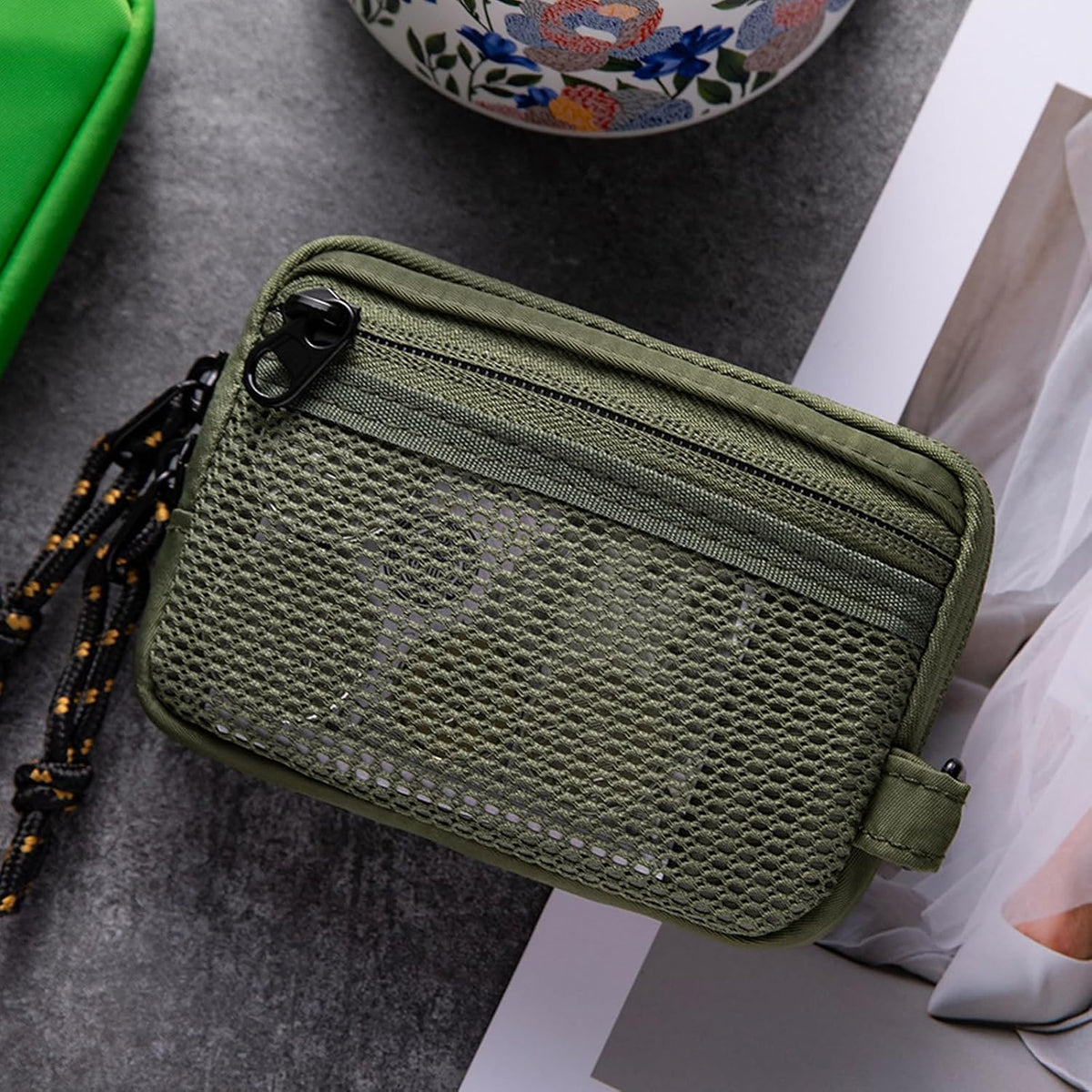 Vmohuyktx Polyester Electronic Gadget Cable Devices Management Bag for Phone Accessories and Headphones Portable Device