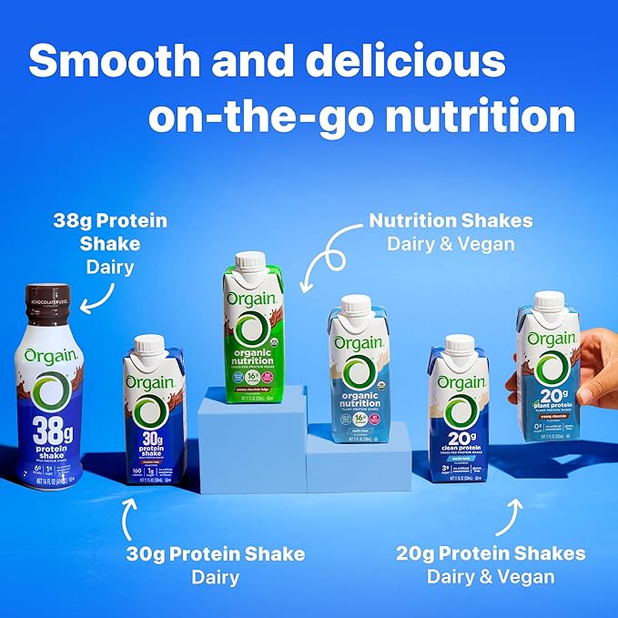 Orgain 30g High Protein Shake, Café Latte, 5g BCAAs, 1g Sugar Per Serving, Caffeine from 1 Cup of Coffee, Milk Isolate, Meal Replacement, Ready to Drink, Keto Friendly, Gluten-Free 11 Fl Oz (12 Pack)