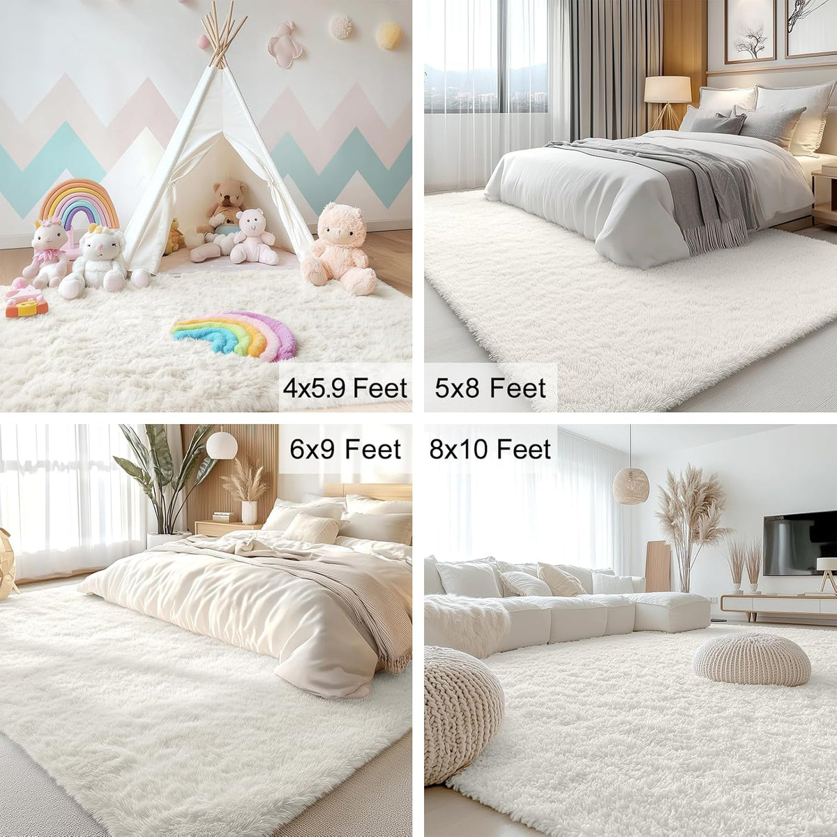 OLANLY 2x8 Machine Washable Runner Rug - Soft Fluffy Shaggy Design for Bedroom & Hallway | Ivory Color