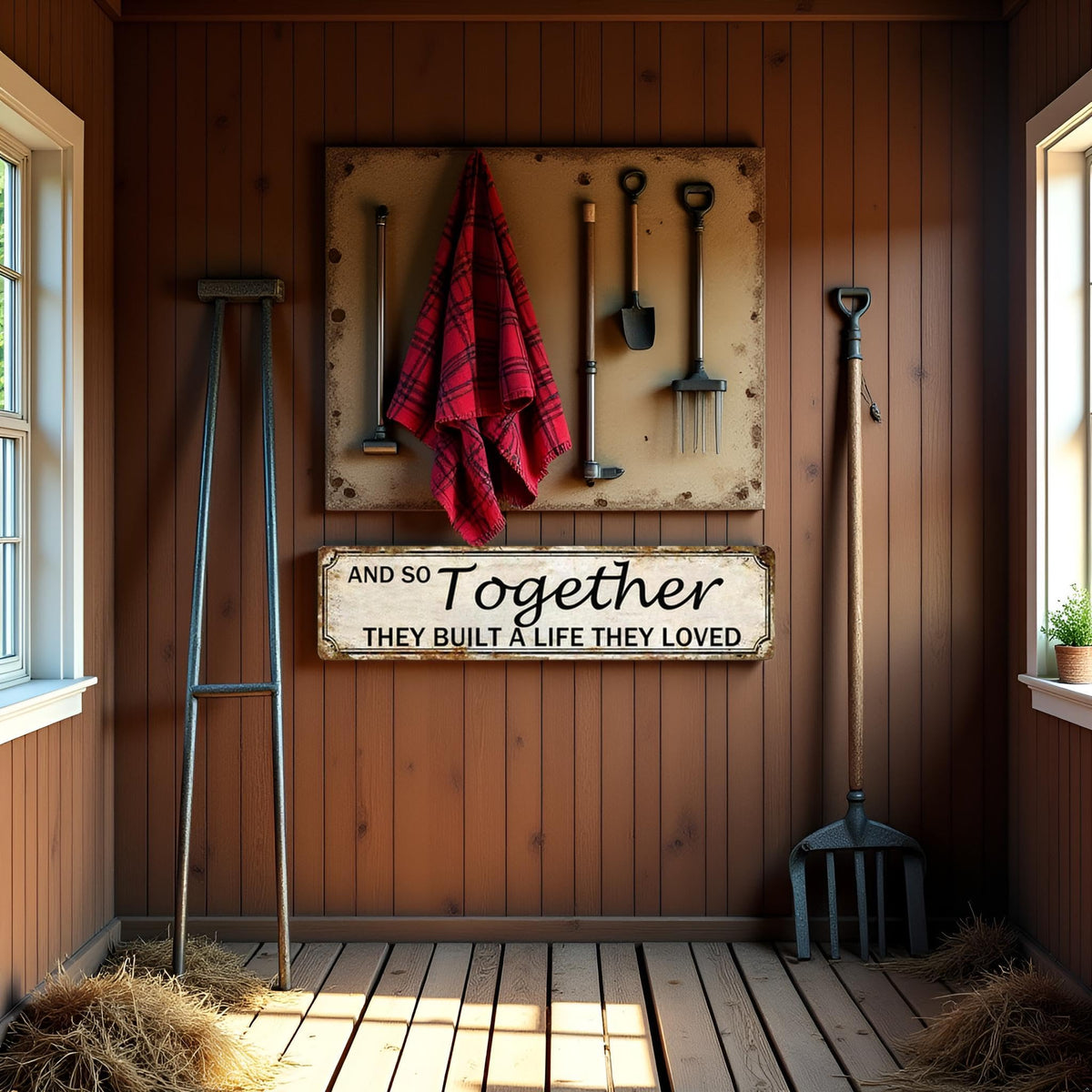 And So Together They Built A Life They Loved Tin Sign Farmhouse Wall Decor Rustic Home Decor Farm House Decorations For Home 4x16 Inch