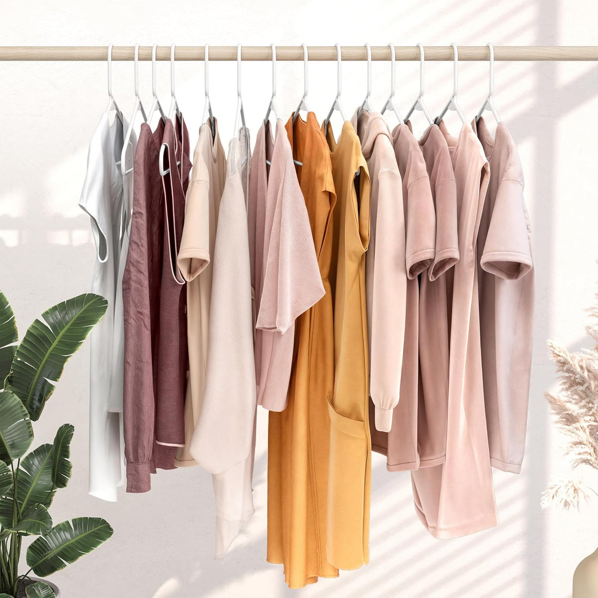 Plastic Hangers 20 Pack White - Space-Saving Clothes Hangers for Closet Organization | Perfect for Coats and Essentials