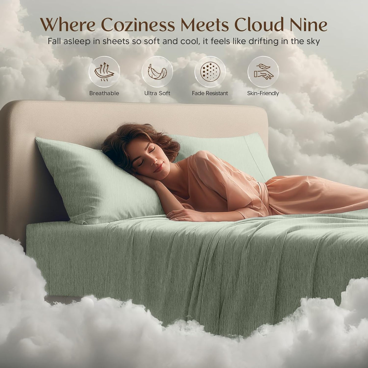 Utopia Bedding Queen Size Sheet Set - Soft, Breathable Microfiber - 4-Piece in Heather Sage