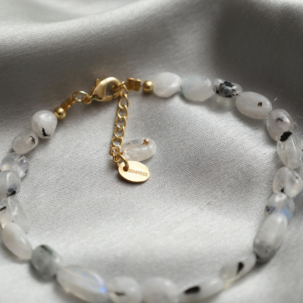 Gempires Moonstone Tourmaline Beaded Bracelets Oval Crystal Gemstone Jewelry Hypoallergenic 8 Inch Gold Plated Dainty Women Fashion Jewelry