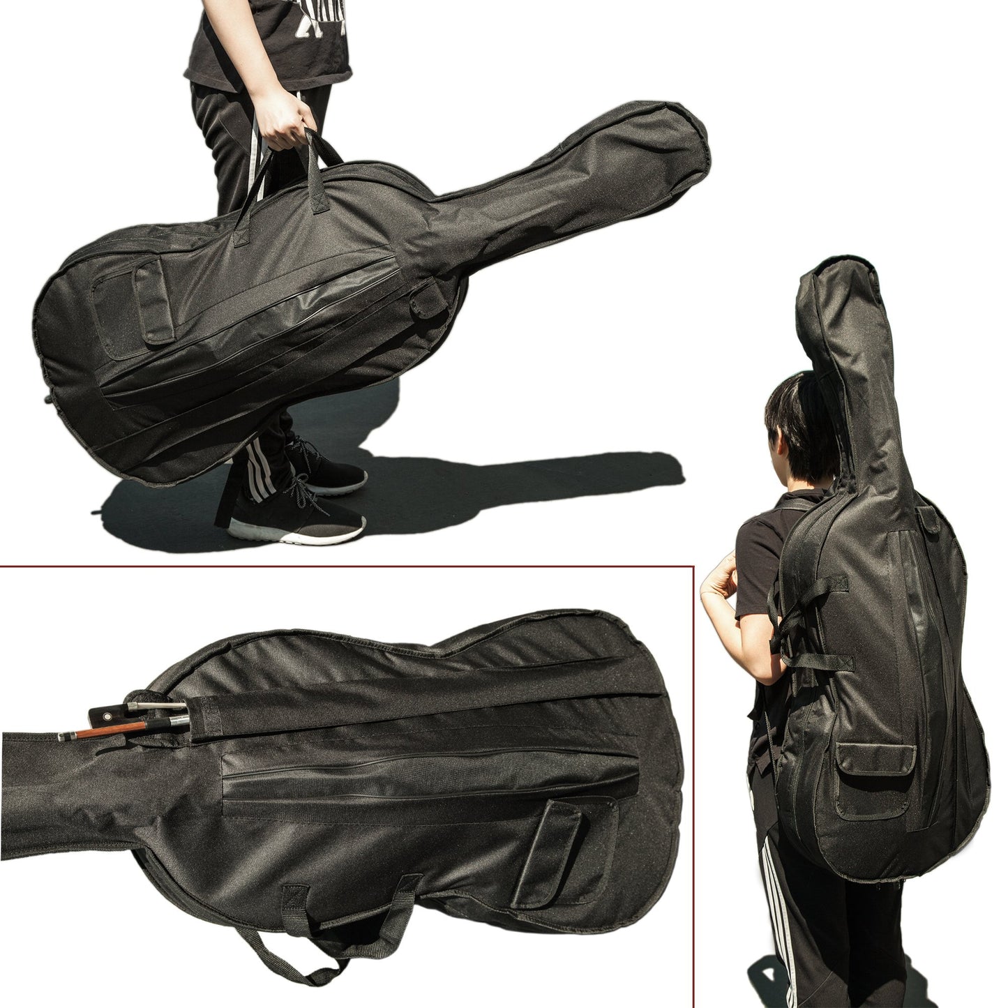 Paititi CE4009SE AVANT-GARDE Ebony Fitted Solid Wood Acoustic Cello with Soft Case, Brazilwood Bow, Rosin and Stopper (3/4)