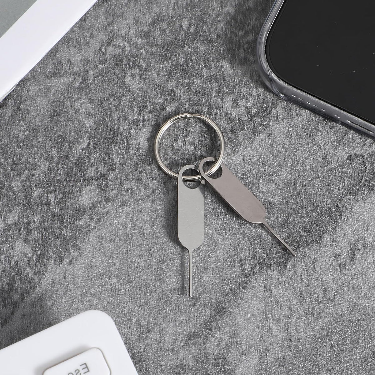 Apojgitn 2Pack Universal Sim Card Tray Removal Tool, SD Removal Opening Tool with A Key Ring Ring Compatible with Most