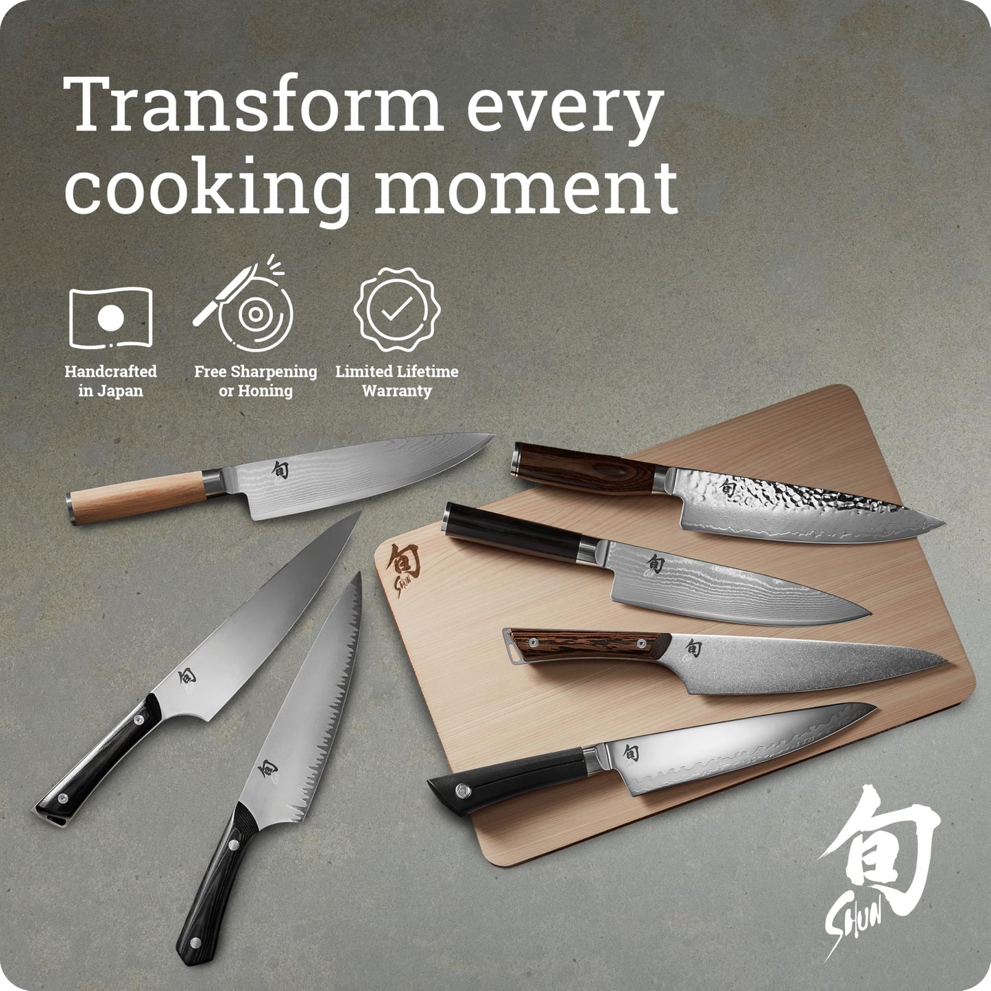 Shun Sora 8 Piece Block Set, Includes 8" Chef's, 3.5" Paring, 6.5" Utility, 6" Nakiri Knife & More, Handcrafted Japanese Knife Set, VG10 Core and 420J Stainless Steel Upper Blades, Balanced Handles