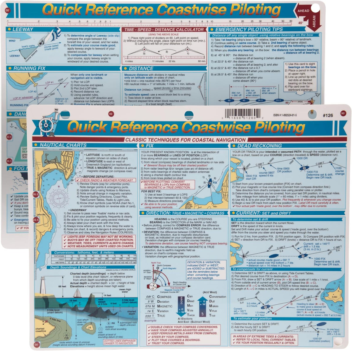 Davis Instruments Coastwise Piloting Quick Reference Card - Classic Techniques for Costal Navigation - Boat Piloting
