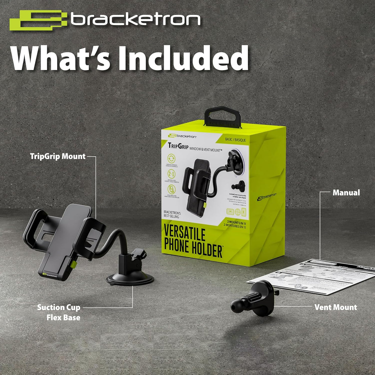 Bracketron Versatile TripGrip Car Phone Mount