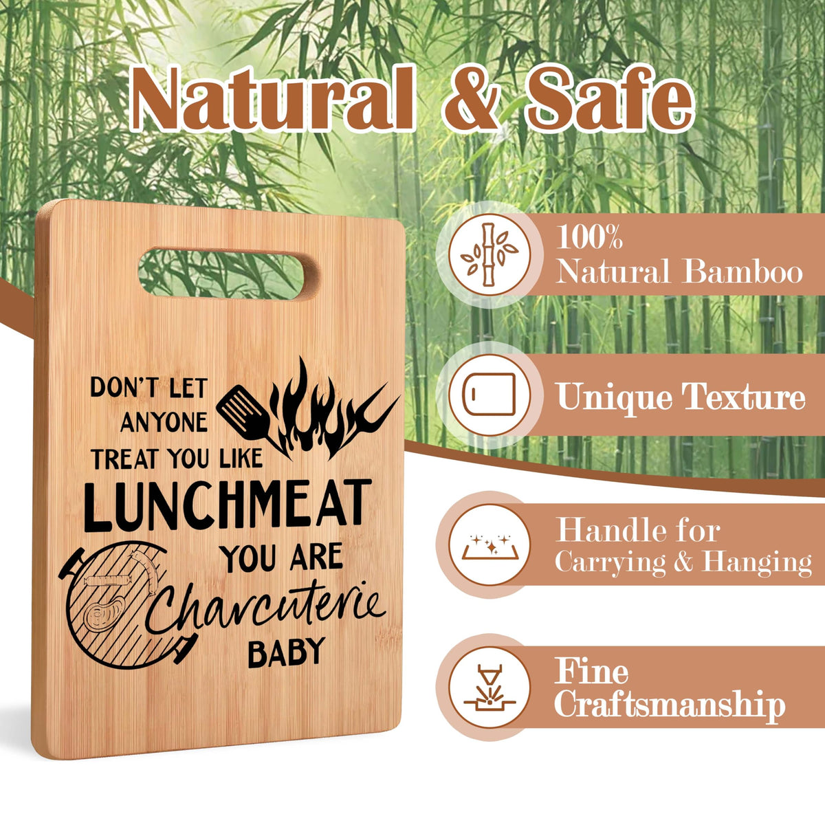 WARDOS Funny Cutting Chopping Board, Don't Let Anyone Treat You Like Lunchmeat Your Charcuterie Decorative Bamboo Cutting Boards for Kitchen, Charcuterie Boards