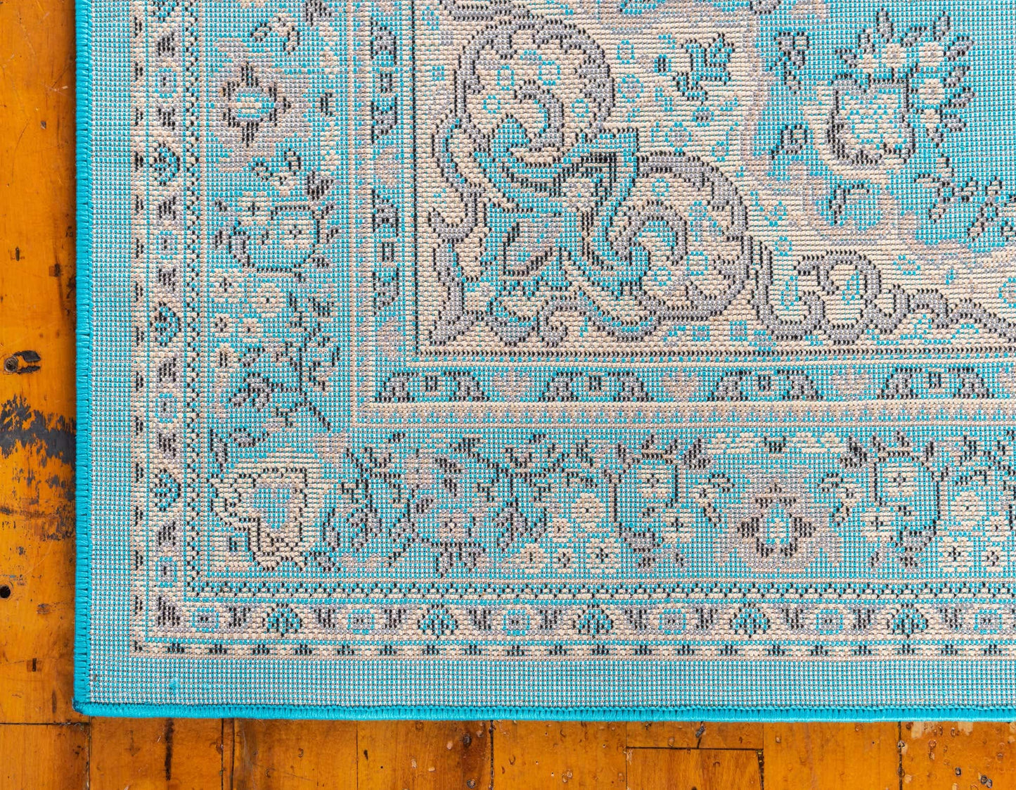 Unique Loom Reza Collection Traditional Persian Style Area Rug, 9 ft 10 in x 13 ft, Turquoise/Ivory