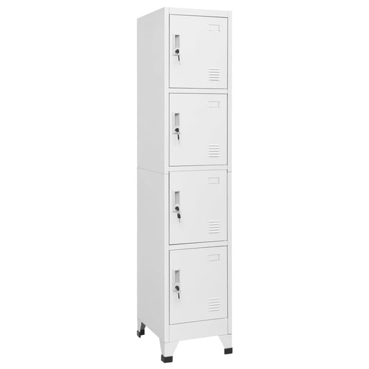 mtlskopl Grey Storage Cabinet 15x15x71 in Steel Locker with 4 Locking Doors Ventilated Office Organizer for Home Garage Bathroom