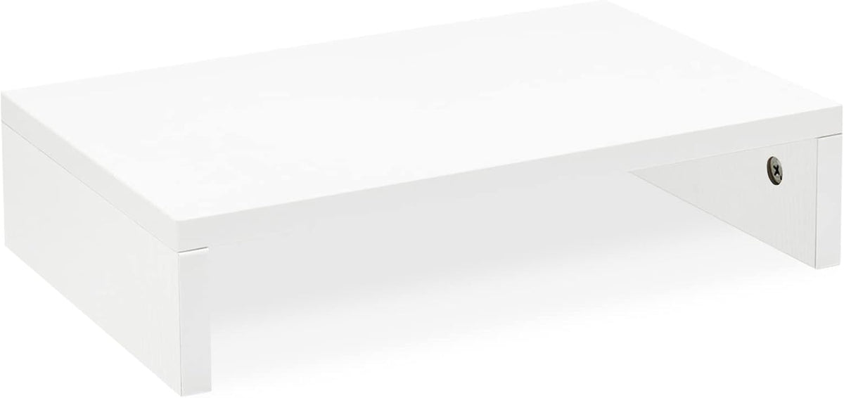 14.2 inch (White-14.2 inch) TEAMIX White Monitor Stand Riser, Wood Monitor Riser with Storage for Desk Small Monitor