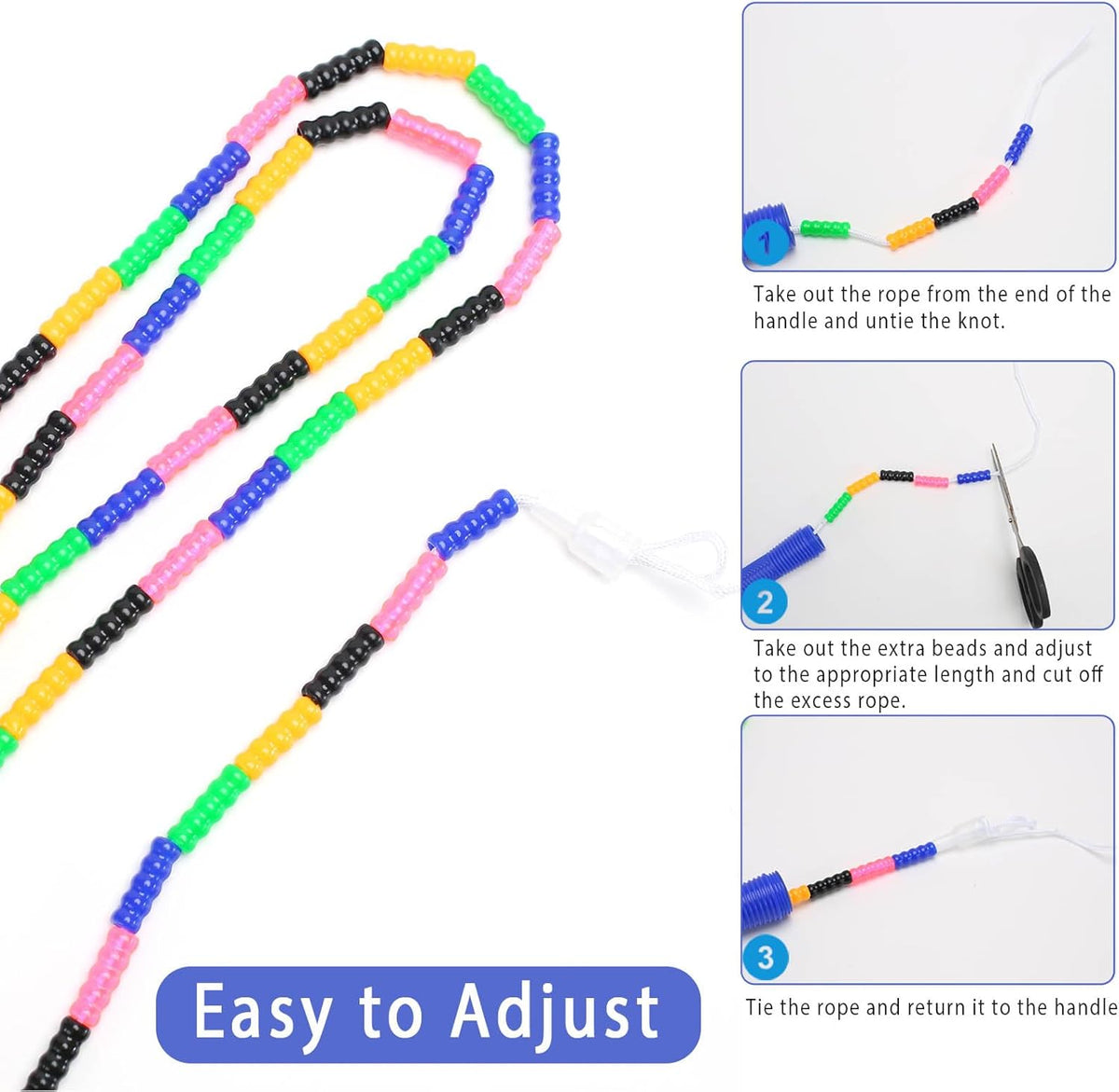 Dutch Jump Rope 16 FT 1 Pack/2 Pack, Long Soft Beaded Jump Rope, Adjustable Segmented Skipping Rope for Kids Adults, Multiplayer Jumping Rope for Fitness Outdoor