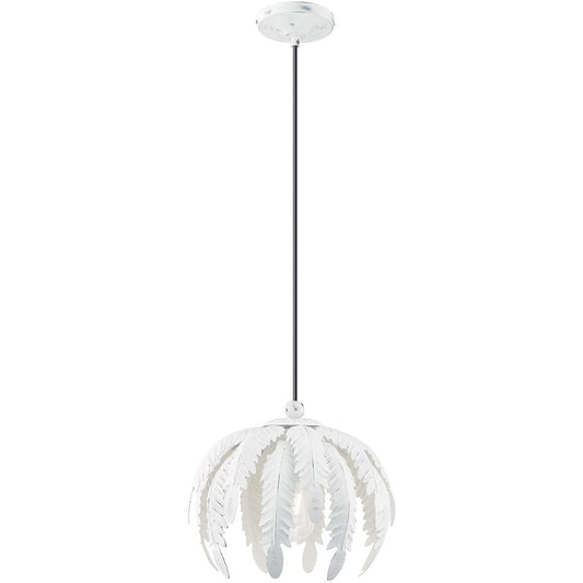 Livex Lighting 41231-60 Acanthus - One Light Mini Pendant, Antique White Finish with Antique White Metal Shade