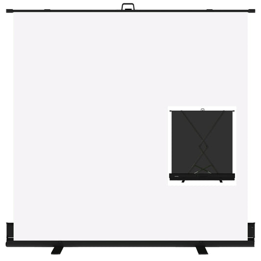 LIHONG Large White Screen Collapsible Chroma Key Backdrop,Portable Retractable Photo Background with Stand for Video, Live Game,Streaming,Wrinkle Resistant Fabric,Pull-up&Down Style (78.7x78.7 in)