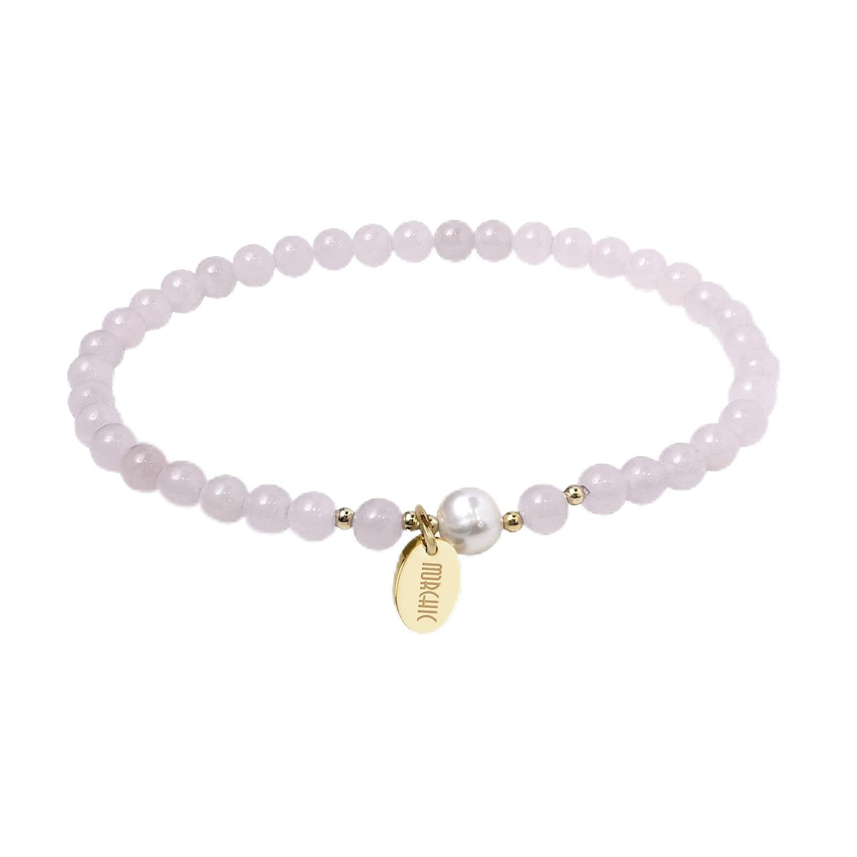 Morchic 4mm Natural Rose Quartz Gemstone Beads Stretch Bracelet for Women, With Freshwater Pearls, Energy Gem Birthday Gift for Her 7.2”