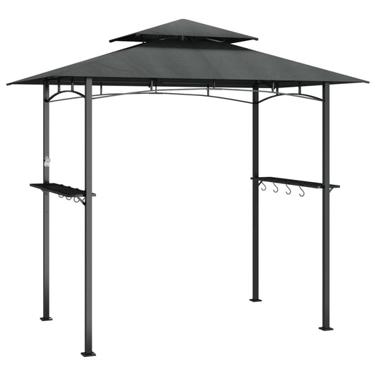Xhnifbn Anthracite Steel BBQ Gazebo 94.5 x 94.5 x 95.7 in Powder-Coated Frame Double-Tier Roof Outdoor Canopy for Backyard Grilling, Family Reunion, Patio Party