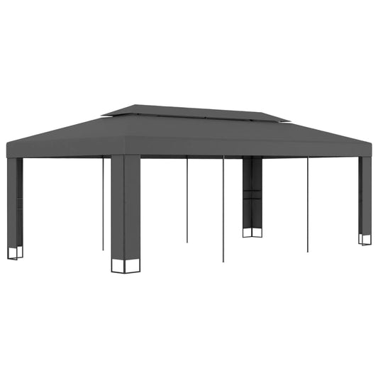 Anthracite Powder-Coated Steel Gazebo Canopy, 9.8x19.7 ft Water-Resistant Outdoor Tent for Patio, Garden, Events Outdoor Structures