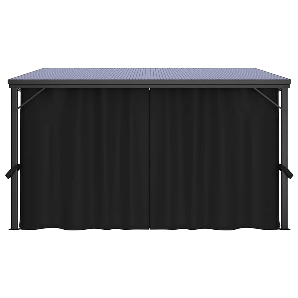 Outdoor Gazebo 13.3'x9.6' Hardtop Canopy Pavilion with 4 Curtains for Patio Garden Backyard Events Anthracite