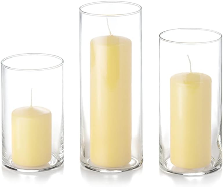 yummi Set of 36 Slim Pillars and Cylinder Vases - Buttercup